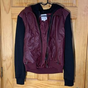 LA Hearts Women’s Burgundy and Black Jacket
